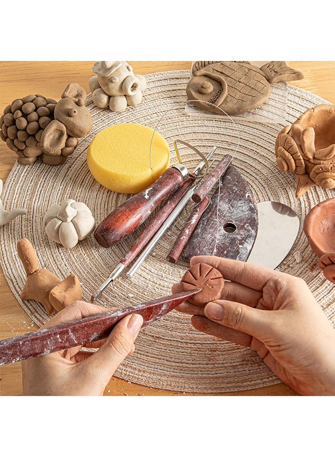 ليمون أدوات نحت فخارية خشبية ملونة من 8 قطع، مجموعة أدوات تنظيف طين الخشب، أداة تشكيل سيراميك للنحت والتشكيل والقطع والتشذيب، عجلة الفخار، الحرف اليدوية، للمبتدئين، البالغين، والطلاب. - Image 5
