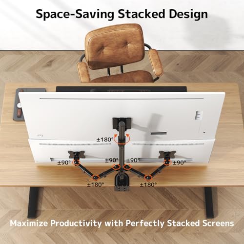 PUTORSEN Triple Monitor Mount for Up to 49" Ultrawide and 32" Monitors per Side Arm, Extra Tall 3 Monitor Desk Mount Holds up to 44 lbs, VESA 75/100 mm - Image 3