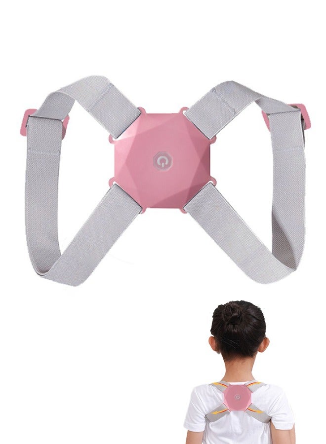 Generic Intelligent Induction Posture Corrector Back Braces 400mAh, Adjustable Nylon Vibration Remind Humpback Correction Belt, Upper Back Brace Belt Back Support Corset (Pink)  - Image 1