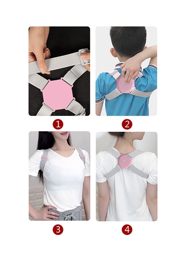 Generic Intelligent Induction Posture Corrector Back Braces 400mAh, Adjustable Nylon Vibration Remind Humpback Correction Belt, Upper Back Brace Belt Back Support Corset (Pink)  - Image 5