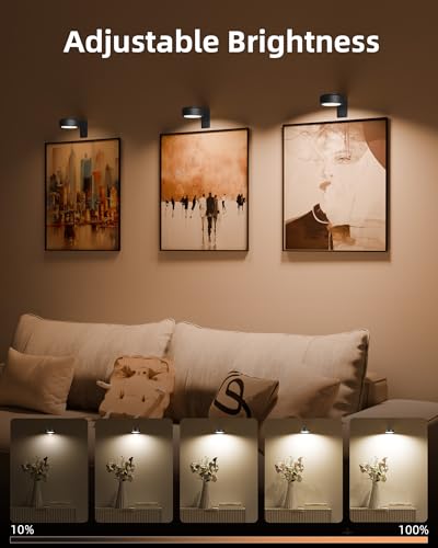 EZVALO Picture Lights for Wall, 2000mAh Rechargeable Battery Magnetic Poster Lights with 3 Color Temps & 12 RGB, Remote Dimmable Timer Painting Light, Wall Decor Light for Art Display, Frame (3 Pack) - Image 4
