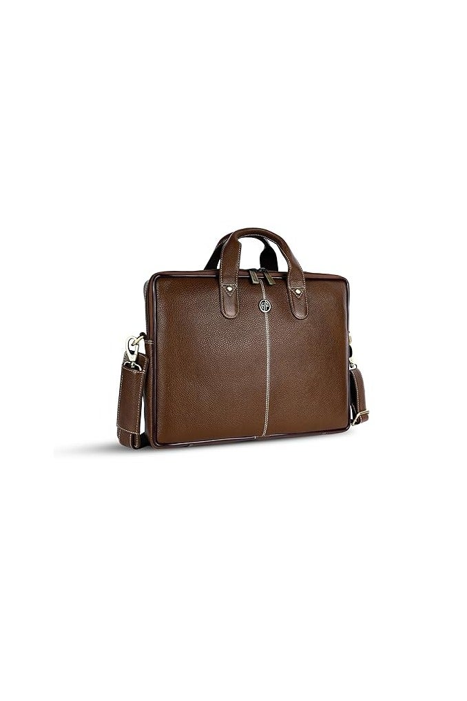 HAMMONDS FLYCATCHER HAMMONDS FLYCATCHER Men Genuine Leather Office Bag - Laptop Bag - Padded Laptop Compartment, Fits 14 Inch Laptop - Adjustable Strap, 1 Year Warranty - Office, Travel, Daily Use - Brushwood, Brown - Image 1