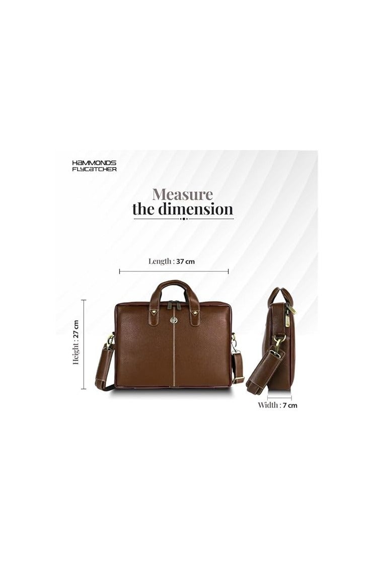 HAMMONDS FLYCATCHER HAMMONDS FLYCATCHER Men Genuine Leather Office Bag - Laptop Bag - Padded Laptop Compartment, Fits 14 Inch Laptop - Adjustable Strap, 1 Year Warranty - Office, Travel, Daily Use - Brushwood, Brown - Image 4