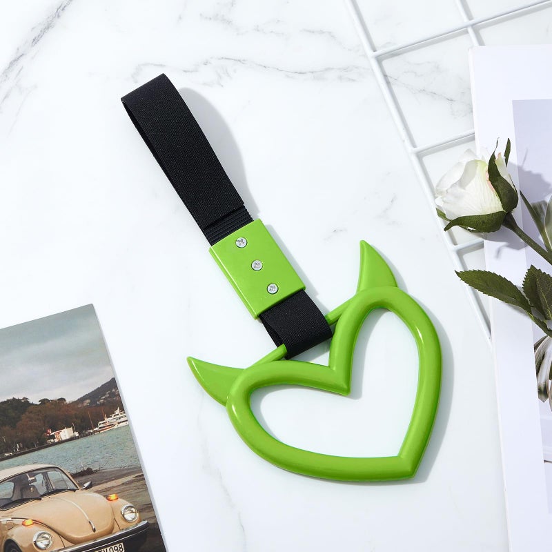 Fabbay 2 Pieces Heart Handle Keychains Car Accessory Heart Hand Strap Drift Charm for Car Interior Exterior Decoration(Green,Devil Style) - Image 4