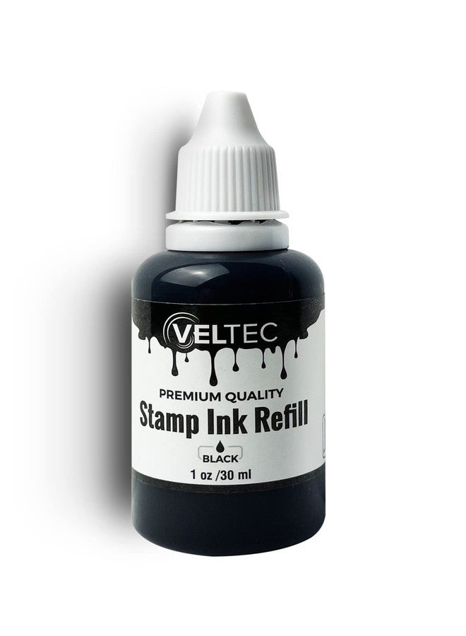 Veltec Self-Inking Stamp Refill Ink, Squeeze Bottle - 1 oz. (Black) - Image 3