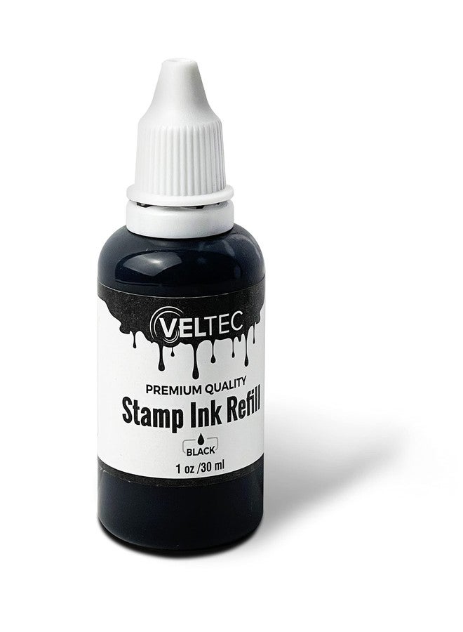 Veltec Self-Inking Stamp Refill Ink, Squeeze Bottle - 1 oz. (Black) - Image 1