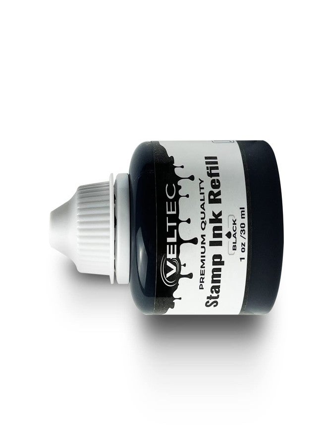 Veltec Self-Inking Stamp Refill Ink, Squeeze Bottle - 1 oz. (Black) - Image 2