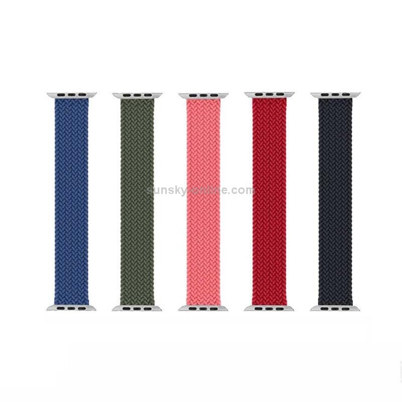 Nylon Single-turn Braided Watch Band For Apple Watch Ultra 49mm&Watch Ultra 2 49mm / Series 9&8&7 45mm / SE 3&SE 2&6&SE&5&4 44mm / 3&2&1 42mm, Length:S 138mm(Blue)