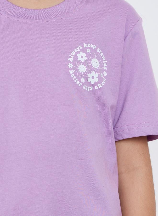 Styli Girls Lilac Cotton T-Shirt and Pyjama Set - Image 3