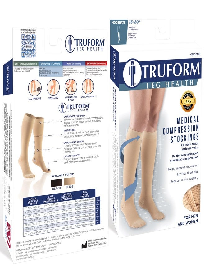 Truform HMNA 9808 Compression Stockings, Regular 15-20 mmHg, Below Knee BK, Men or Women, Closed Toe, Black, X-Large - Image 3
