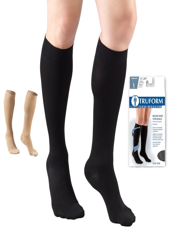 Truform HMNA 9808 Compression Stockings, Regular 15-20 mmHg, Below Knee BK, Men or Women, Closed Toe, Black, X-Large - Image 1