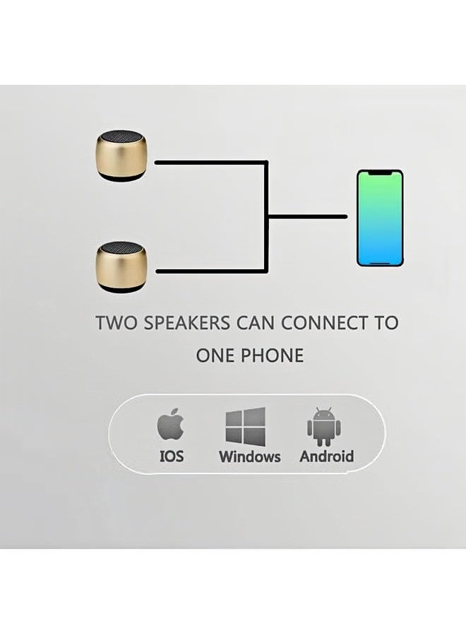 Mini Speaker Portable Bluetooth Speaker Mini Wireless Speaker with HD Sound, Deep Bass and 360° Surround Audio, Small Metal Bluetooth Speaker Compatible with Phone, Tablet and PC, Compact Outdoor Travel Speaker for Home, Hiking and Biking – Gold - Image 5