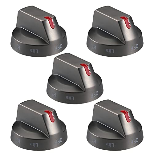 KOZHOM Upgraded Samsung Stove Knob Black Stainless Steel, Top Burner Control Dial, Oven Knob Replacement Part for Samsung Gas Range Oven Stove NX58J5600SG, NX58J7750SG, NX58K7850SG, 5 Pcs - Image 1