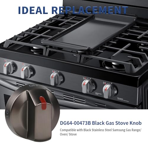 KOZHOM Upgraded Samsung Stove Knob Black Stainless Steel, Top Burner Control Dial, Oven Knob Replacement Part for Samsung Gas Range Oven Stove NX58J5600SG, NX58J7750SG, NX58K7850SG, 5 Pcs - Image 2