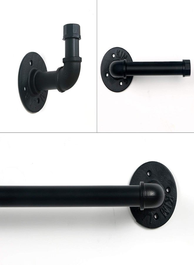 HouseAid 3-Pieces Industrial Pipe Towel Holder Set, Rustic Steel Towel Rack Kit, Farmhouse Vintage Style Towel Bar Accessories for Bathroom, Wall Mounted, Matte Black - Image 3