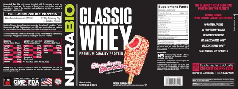 NutraBio Classic Whey Protein Powder  No Fillers Artificial Colors Preservatives  Low Glycemic Index  Strawberry Shortcake 5 Pounds - Image 5