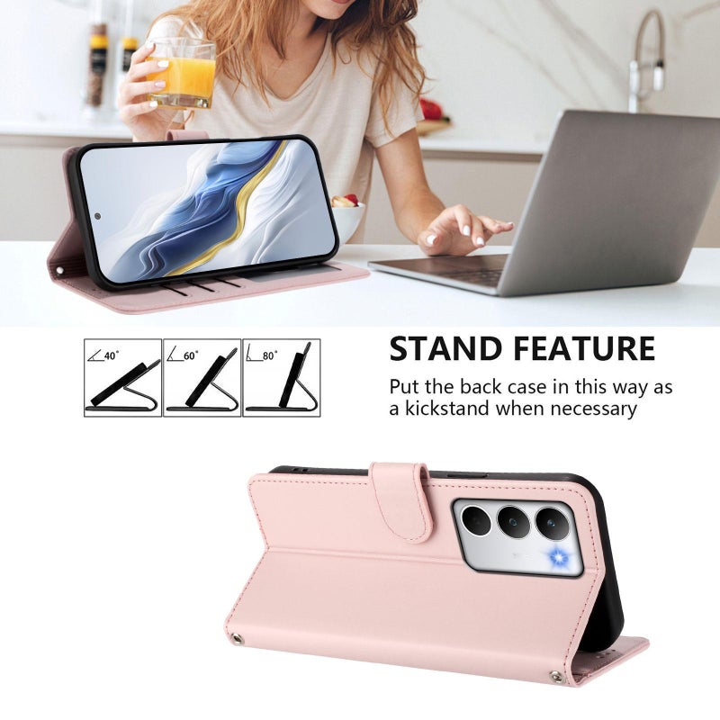 إيروريكس جراب هاتف Realme C71 4G Global من جلد القطة المنقوش مع حزام يد (وردي) - Image 3