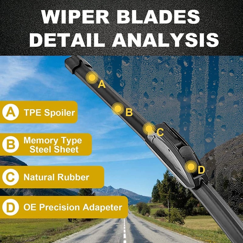 MODIGT 24"+18"+14" Windshield Wiper Replacement for 2017-2023 Mazda CX5 CX9 CX-5 CX-9 with Rear Wiper Blade, Original Equipment Replacement(Top Lock Set of 3) - Image 2