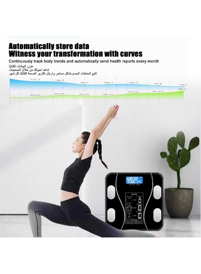 مقياس الجسم الذكي اللاسلكي الأسود مع تطبيق الهاتف الذكي للياقة الشخصية تتبع الوزن - Image 4