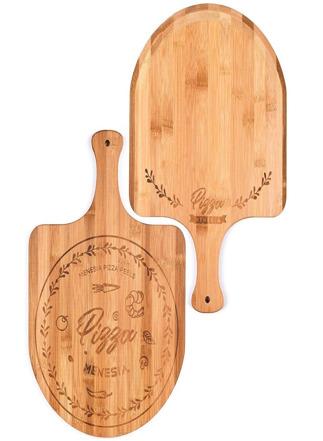 menesia 12 Inch Premium Bamboo Pizza Peel with Handle,Wooden Pizza Paddle,Cutting Board for Fruit,Vegetables,Cheese,Bread(circle) - Image 1