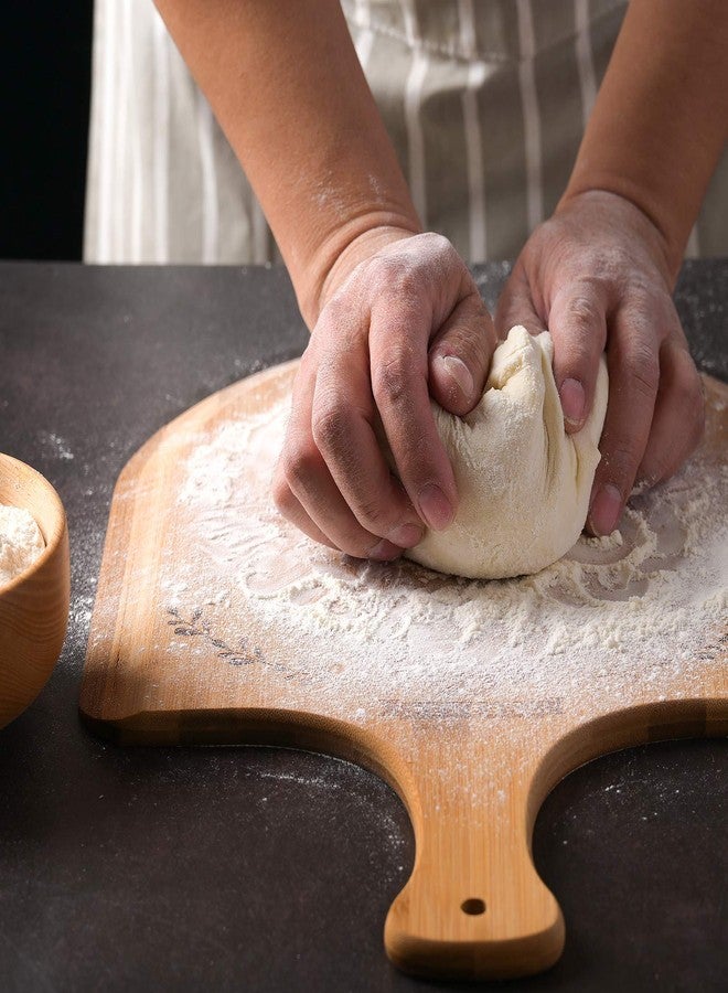 menesia 12 Inch Premium Bamboo Pizza Peel with Handle,Wooden Pizza Paddle,Cutting Board for Fruit,Vegetables,Cheese,Bread(circle) - Image 5