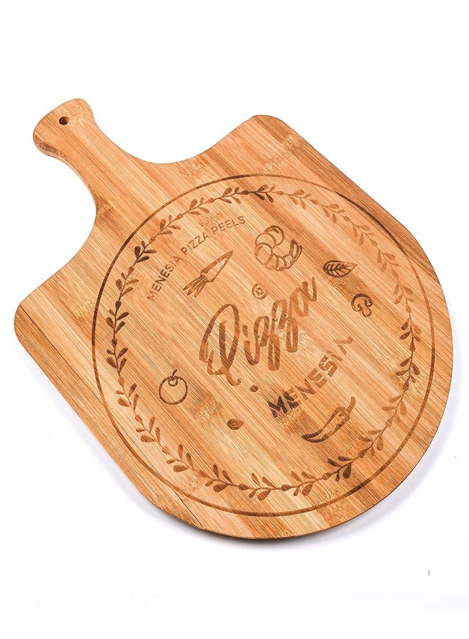 menesia 12 Inch Premium Bamboo Pizza Peel with Handle,Wooden Pizza Paddle,Cutting Board for Fruit,Vegetables,Cheese,Bread(circle) - Image 2