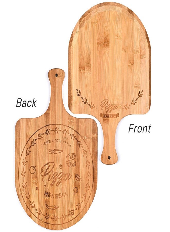 menesia 12 Inch Premium Bamboo Pizza Peel with Handle,Wooden Pizza Paddle,Cutting Board for Fruit,Vegetables,Cheese,Bread(circle) - Image 3