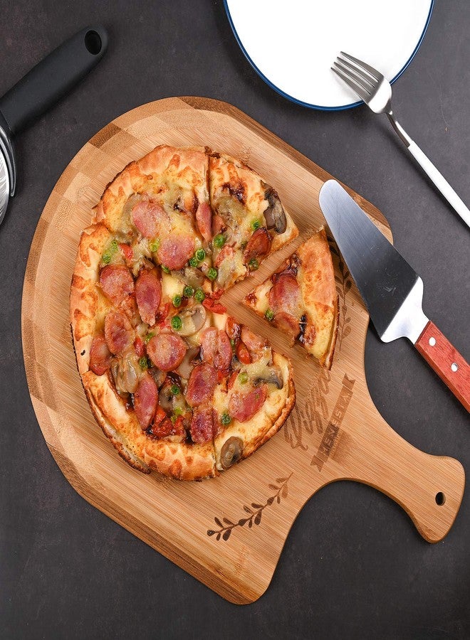 menesia 12 Inch Premium Bamboo Pizza Peel with Handle,Wooden Pizza Paddle,Cutting Board for Fruit,Vegetables,Cheese,Bread(circle) - Image 4