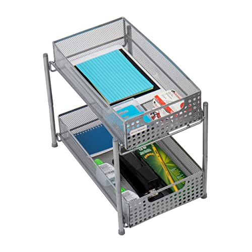 Mind Reader Accessory Organizer, Supply Storage, Desktop, Crafts, Office, Metal Mesh, 8"L x 12.5"W x 11.25"H, White - Image 5