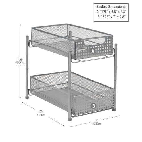 Mind Reader Accessory Organizer, Supply Storage, Desktop, Crafts, Office, Metal Mesh, 8"L x 12.5"W x 11.25"H, White - Image 3