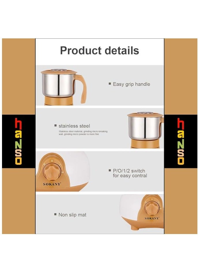 سوكاني مطحنة قهوة بليند بمحرك قوي 500 وات من سوكاني، ستانلس ستيل، سعة 200 مل، غطاء كوب شفاف، سرعتين، مناسبة لحبوب القهوة والتوابل الجافة، حماية من الحرارة الزائدة، SK-164 - Image 2