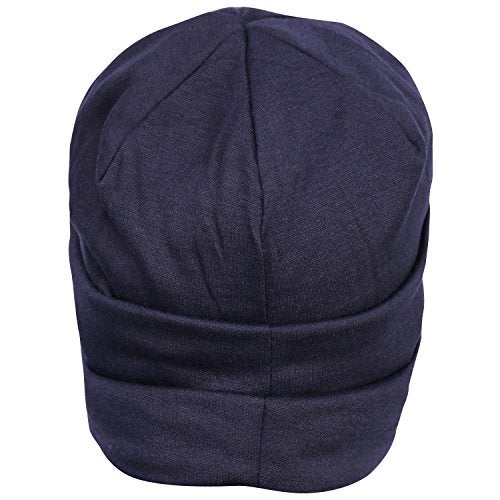 FabSeasons Solid Blue Cotton Slouchy Beanie Cap for All Seasons - Image 4