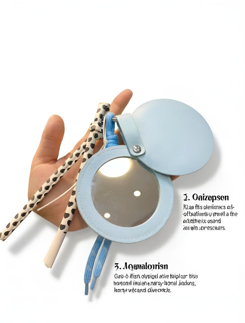 Pocket - Practical mini mirror with high-definition clarity, wrapped in chic synthetic leather case that closes tightly via a button to protect against dust and damage. (option 1) - Image 4