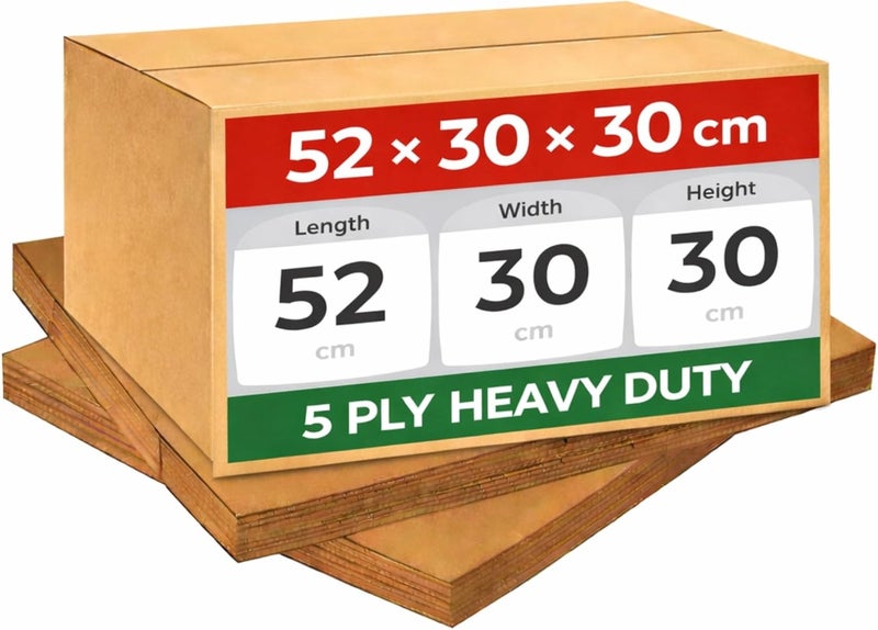 AL FAKHAMA 1 Pack 52×30×30 cm 5 Ply Corrugated Cardboard Shipping Box Heavy Duty Packing Box - Image 1