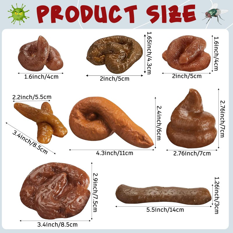 Boao 8 Pcs Fake Poop Realistic Dog Poop Toy Fake Turd Adult Gags and Practical Joke Poo Shit for Halloween April Fools' Day Prank Party Supplies(Multiple Shape) - Image 2
