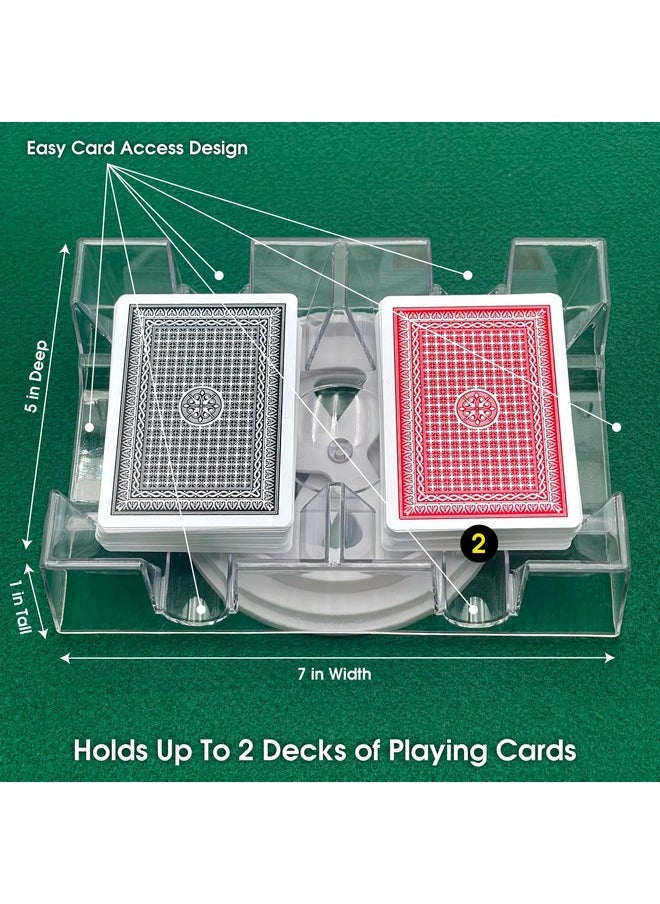 CHH - Dual Deck Revolving Card Holder - 360 Degree Poker Playing Cards Holder Canasta Card Holder Casino Accessories Acrylic Playing Card Holder For Playing Card Games - Clear Tray Poker Card Deck Holder - Image 1