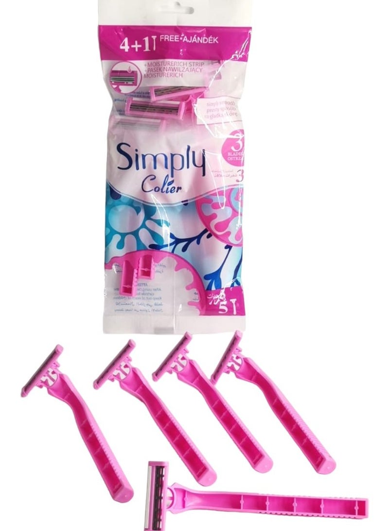 مجموعة شفرات الحلاقة سيمبلي كولير المكونة من 5 قطع من كولير باللون الوردي