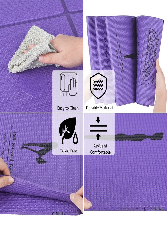 RUILIXIN Foldable Yoga Mat for Women, Non-Slip Exercise Mat for Home Gym, Travel Yoga Set with Stretch Strap for Yoga, Pilates and Fitness, 173 x 61 cm x 5 mm Thick (Purple) - Image 4