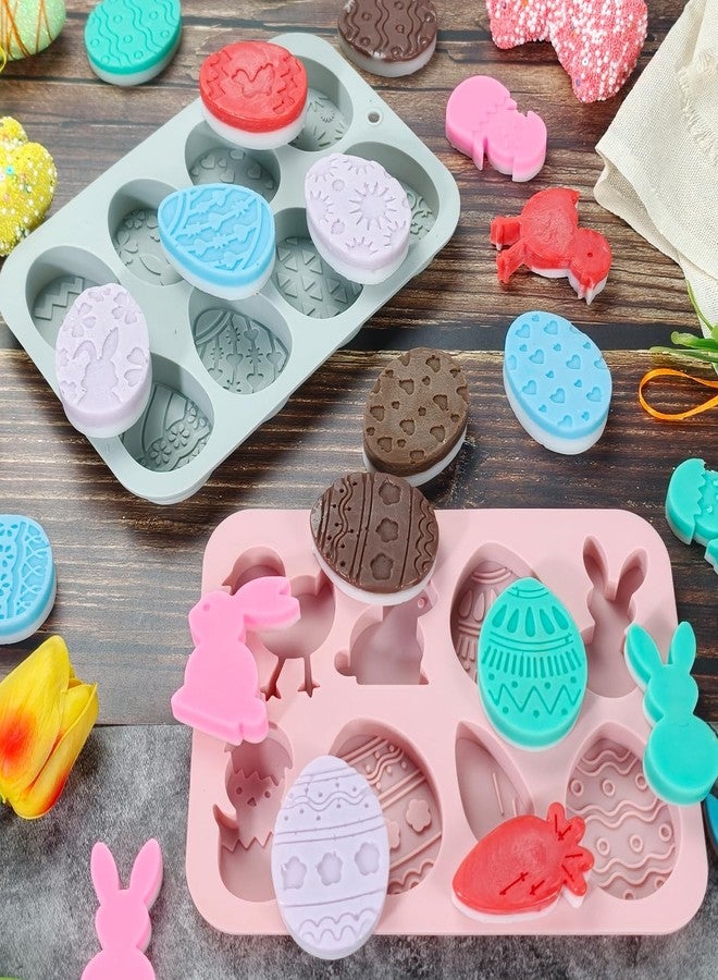 ANSEE Easter Egg Silicone Molds, 2Pack Egg Bunny Carrot Shapes Non-stick Silicone Mold for DIY Chocolate Candy Muffin Handmade Soap - Image 2