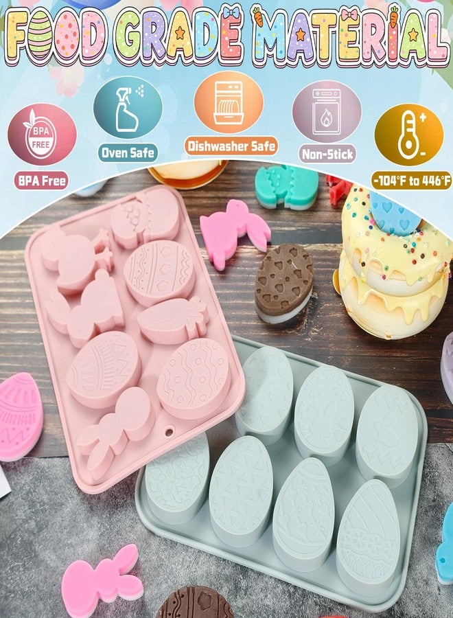 ANSEE Easter Egg Silicone Molds, 2Pack Egg Bunny Carrot Shapes Non-stick Silicone Mold for DIY Chocolate Candy Muffin Handmade Soap - Image 3