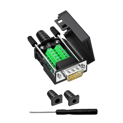 YIOVVOM DB9 Breakout Connector, Male 9 pin RS232 connectors, Solderless D-SUB RS485 Serial Adapter Module Board with Screw Terminals, Case, Long Bolts - Image 1