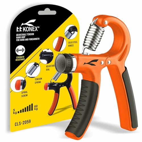 Konex Adjustable Hand Gripper | 5–60 Kg Resistance | Anti-Slip Grip Hand Strengthener | Ideal for Forearm, Wrist & Finger Workout Equipment for Home & Gym Training (Orange) - Image 1