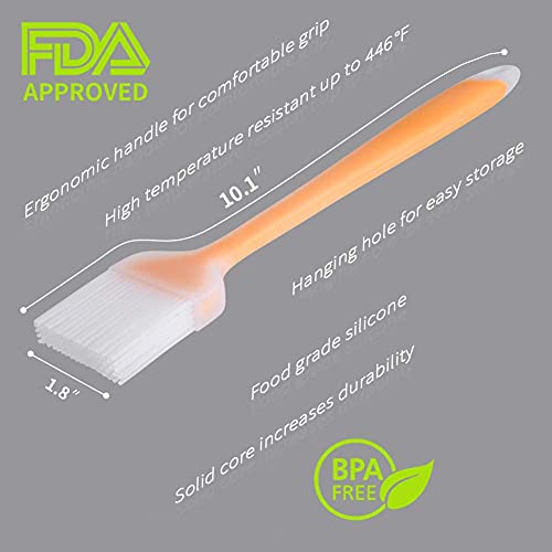 Bagonias Silicone Basting Oil Brush for Kitchen | Butter, Barbecue, Pastry Brush for Grilling, Cooking, Baking, Marinades | Heat Resistant, Dishwasher Safe | Orange, Pack of 1 - Image 3