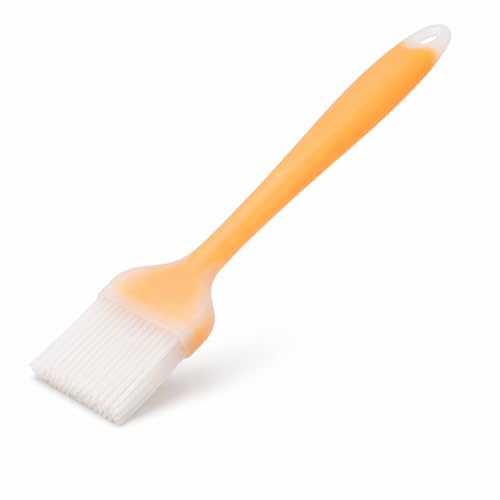 Bagonias Silicone Basting Oil Brush for Kitchen | Butter, Barbecue, Pastry Brush for Grilling, Cooking, Baking, Marinades | Heat Resistant, Dishwasher Safe | Orange, Pack of 1 - Image 1
