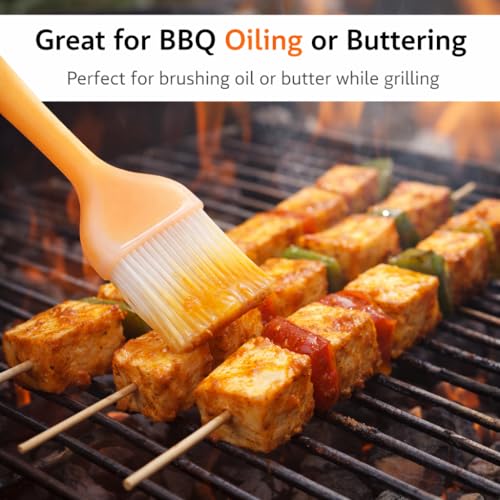 Bagonias Silicone Basting Oil Brush for Kitchen | Butter, Barbecue, Pastry Brush for Grilling, Cooking, Baking, Marinades | Heat Resistant, Dishwasher Safe | Orange, Pack of 1 - Image 5