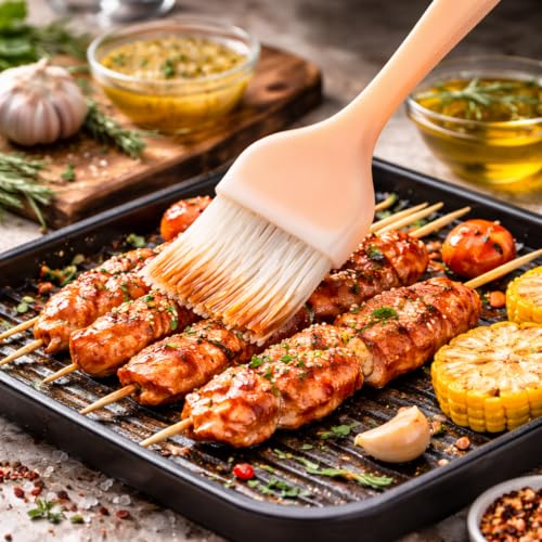 Bagonias Silicone Basting Oil Brush for Kitchen | Butter, Barbecue, Pastry Brush for Grilling, Cooking, Baking, Marinades | Heat Resistant, Dishwasher Safe | Orange, Pack of 1 - Image 4