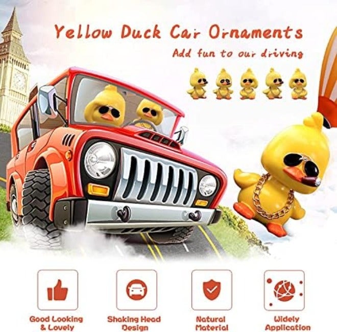 wonuu Cute Yellow Duck Toy Car Ornaments Cool Duck Car Dashboard Decorations Shaking Head  Doll - Image 4