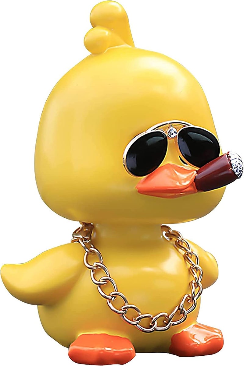 wonuu Cute Yellow Duck Toy Car Ornaments Cool Duck Car Dashboard Decorations Shaking Head  Doll - Image 1