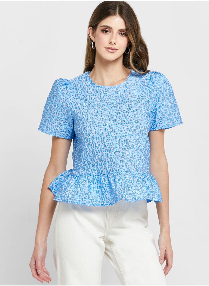 VERO MODA - Short Sleeve Peplum Top - Image 1