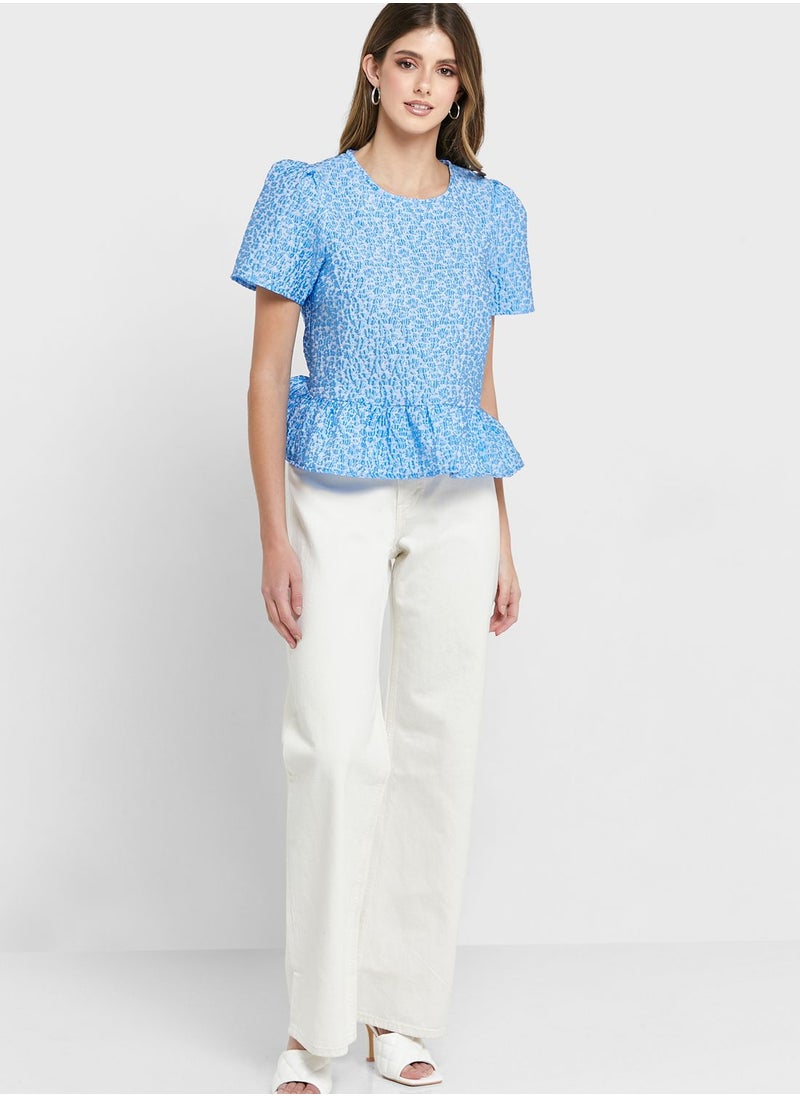 VERO MODA - Short Sleeve Peplum Top - Image 1